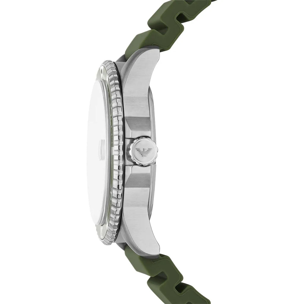 Emporio Armani World Explorer AR11638 42mm Men's Quartz Watch – Emerald Green Sunray & Green Rubber Strap