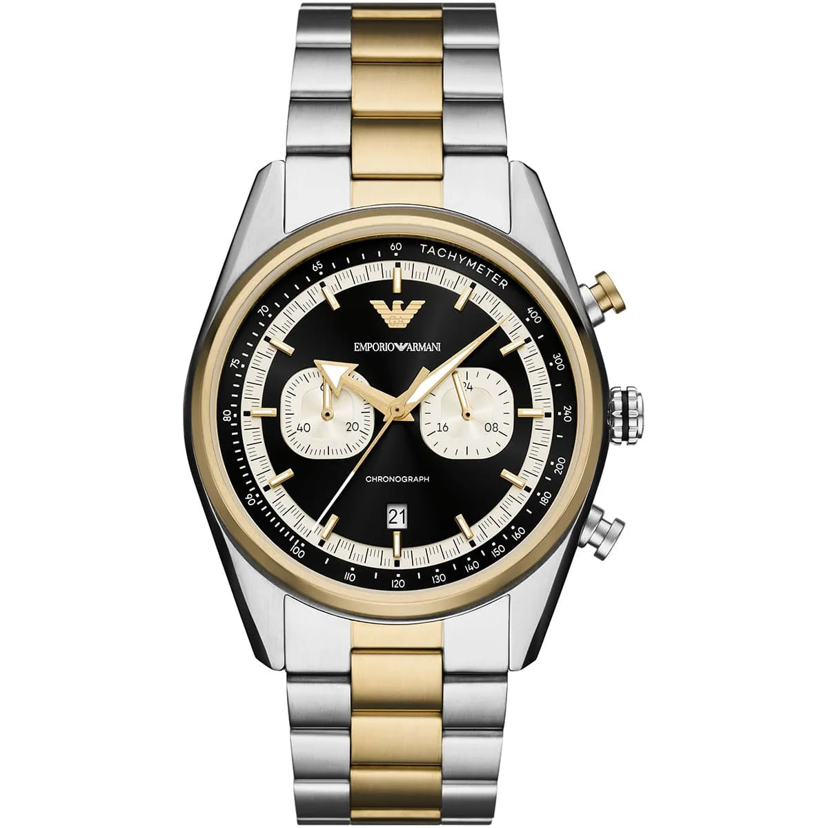 Emporio Armani Racer AR11678 42mm Men's Chronograph Watch – Two-Tone & Two-Tone Stainless Steel Bracelet