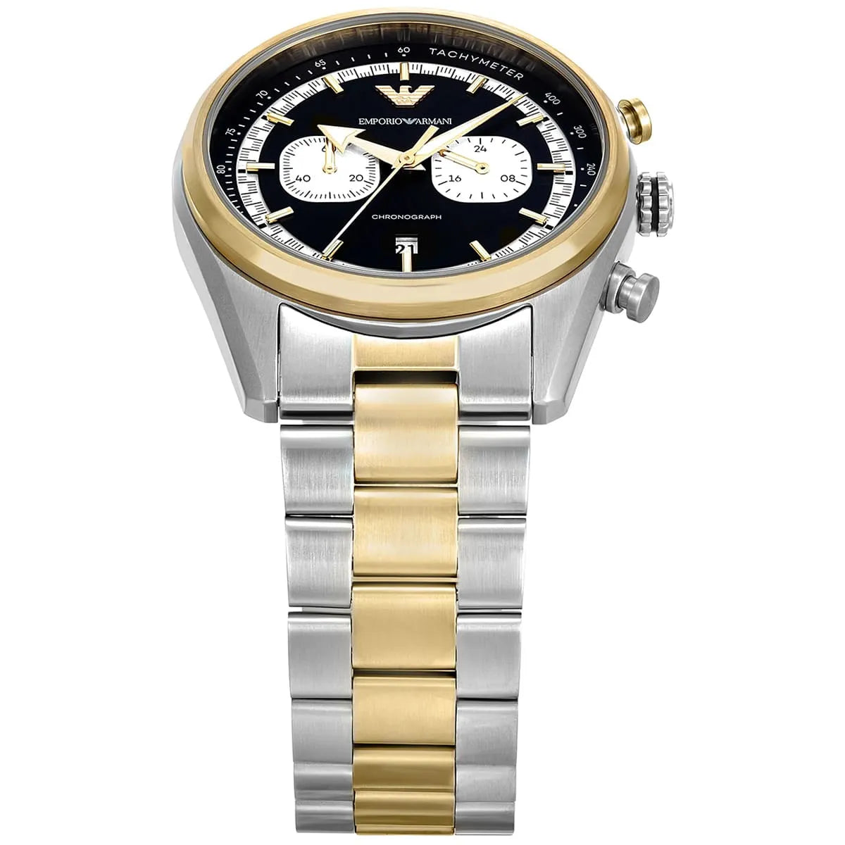 Emporio Armani Racer AR11678 42mm Men's Chronograph Watch – Two-Tone & Two-Tone Stainless Steel Bracelet