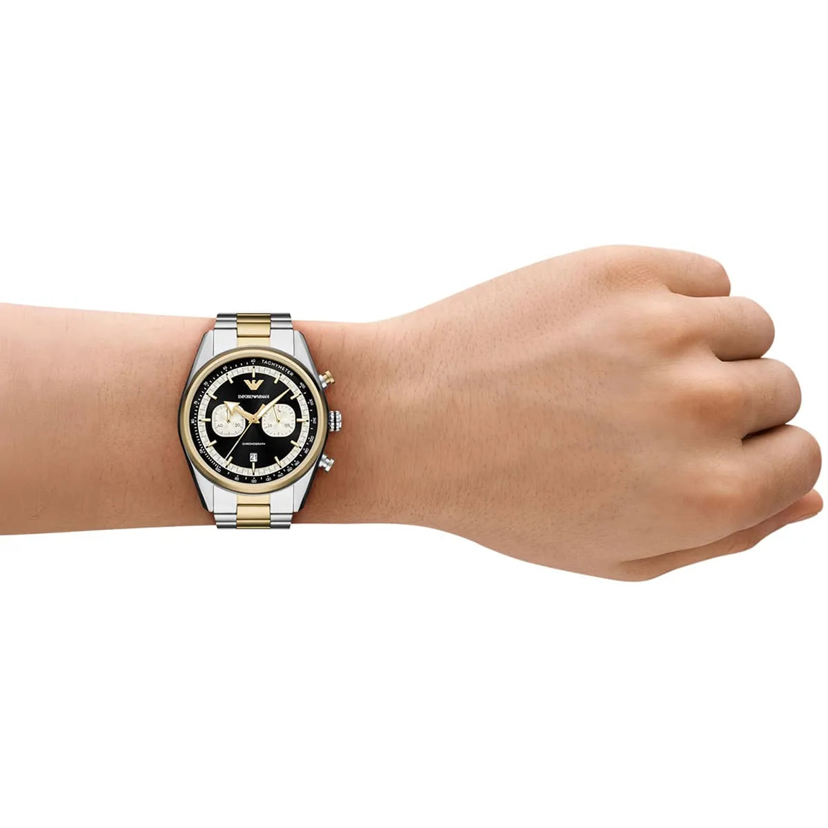 Emporio Armani Racer AR11678 42mm Men's Chronograph Watch – Two-Tone & Two-Tone Stainless Steel Bracelet