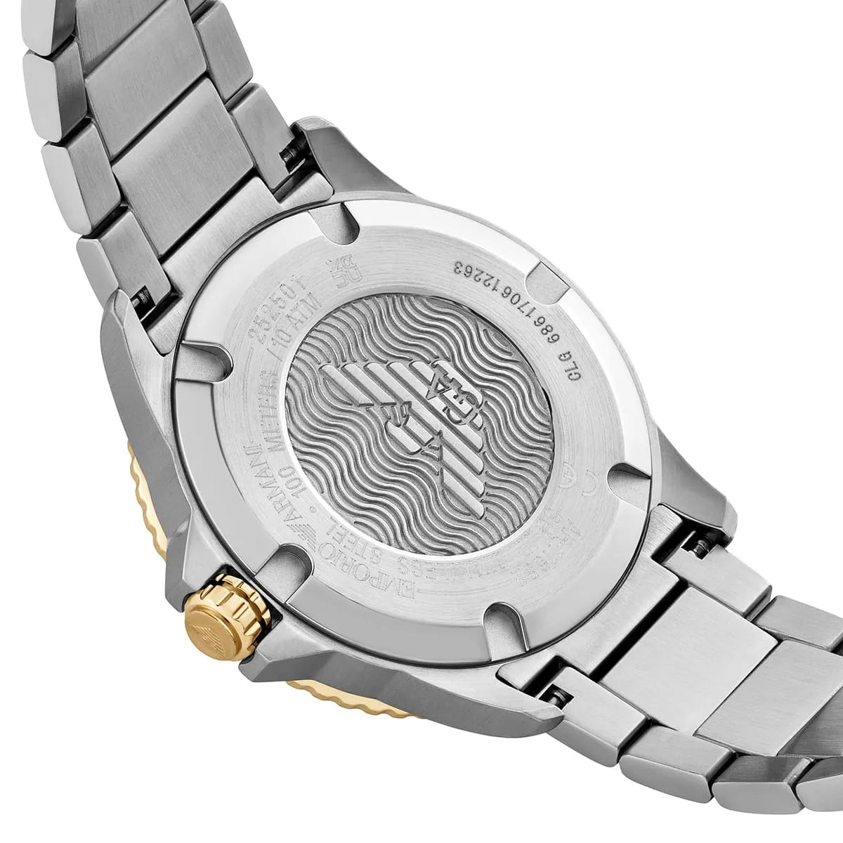 Emporio Armani World Explorer AR11682 42mm Men's Quartz Watch – Navy Blue Sunray & Two-Tone Stainless Steel Bracelet