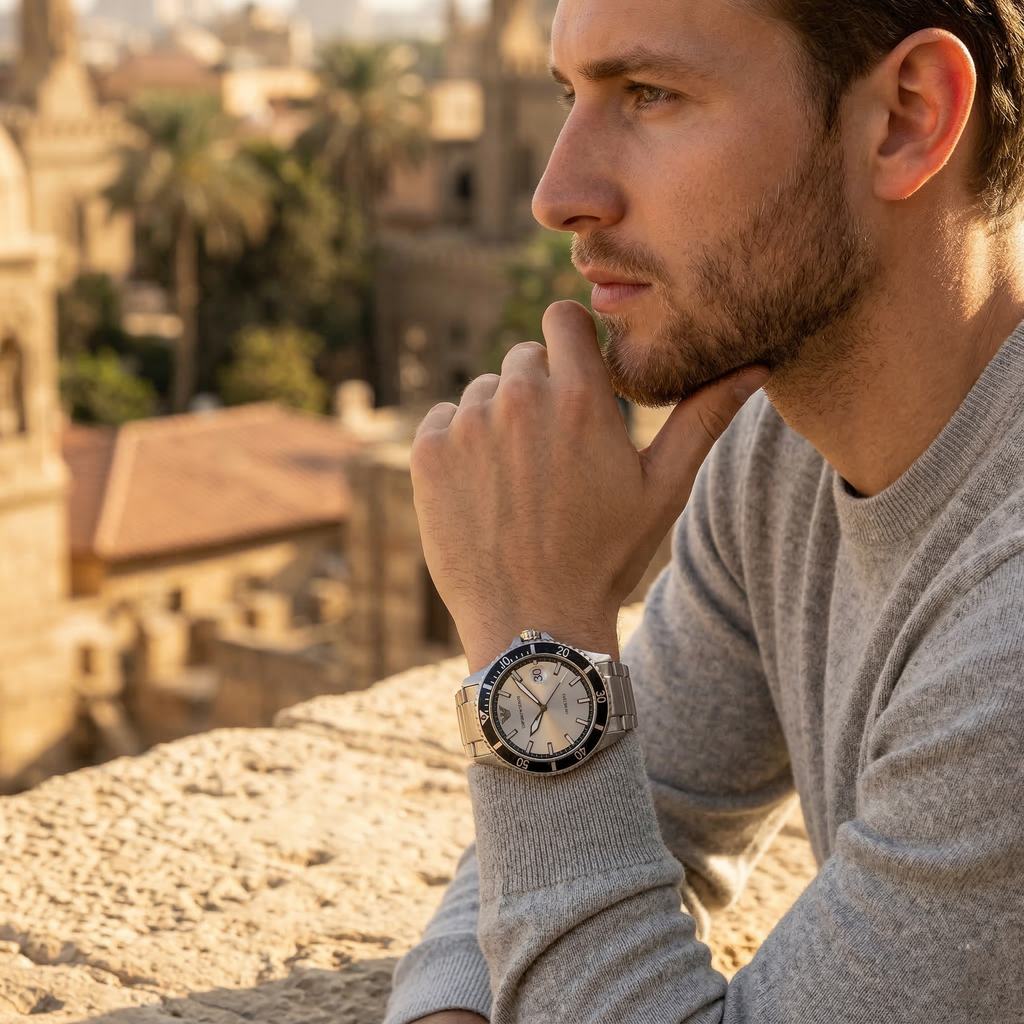 Emporio Armani World Explorer AR11683 42mm Men's Quartz Watch – Silver Sunray & Silver Stainless Steel Bracelet