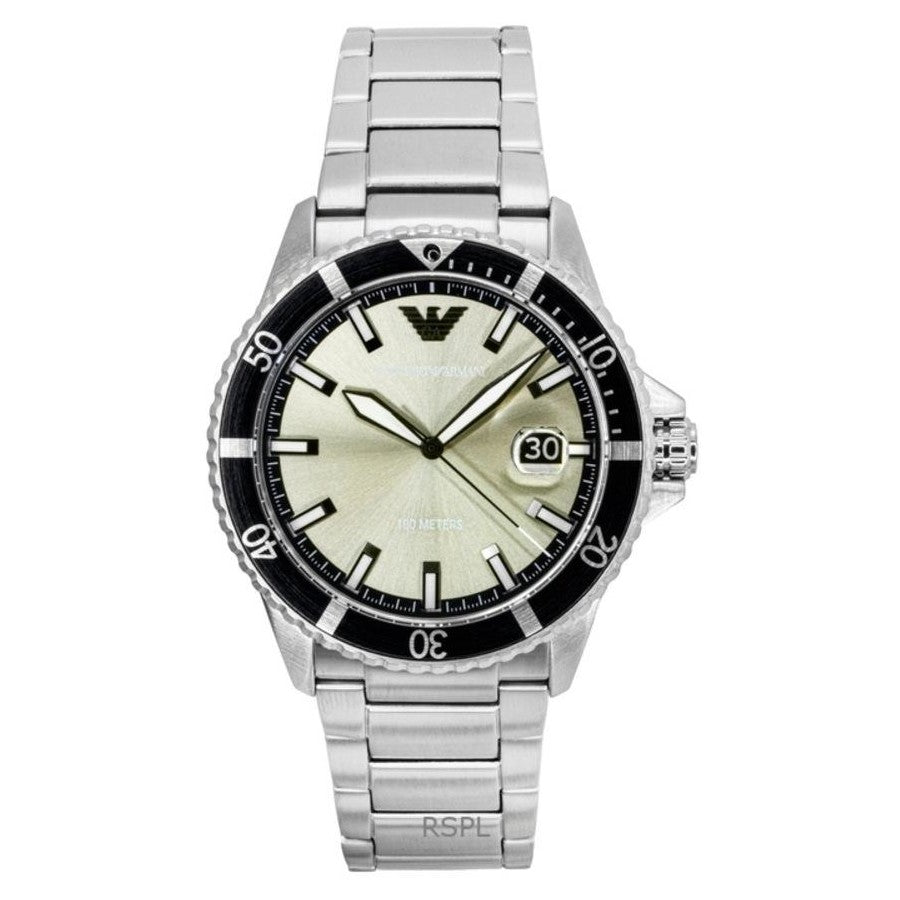 Emporio Armani World Explorer AR11683 42mm Men's Quartz Watch – Silver Sunray & Silver Stainless Steel Bracelet
