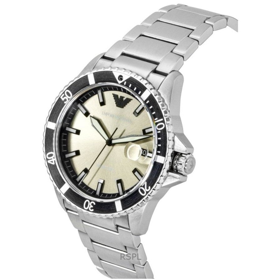 Emporio Armani World Explorer AR11683 42mm Men's Quartz Watch – Silver Sunray & Silver Stainless Steel Bracelet