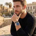 Emporio Armani Carlo AR11688 44mm Men's Chronograph Watch – Navy Blue Sunray & Silver Stainless Steel Bracelet