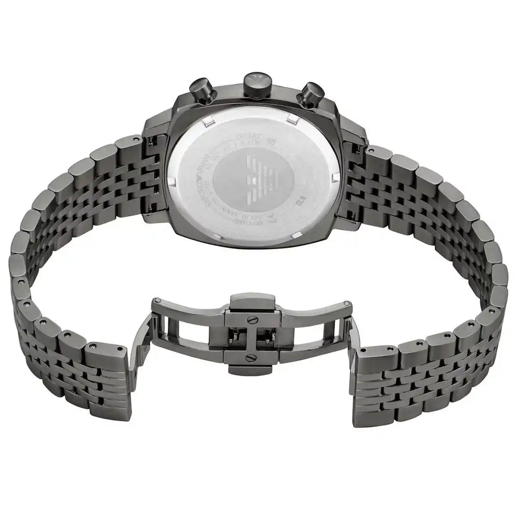 Emporio Armani Carlo AR11689 44mm Men's Chronograph Watch – Gunmetal Sunray & Gunmetal Stainless Steel Bracelet