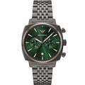 Emporio Armani Carlo AR11689 44mm Men's Chronograph Watch – Gunmetal Sunray & Gunmetal Stainless Steel Bracelet