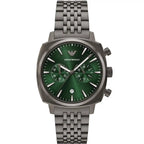 Emporio Armani Carlo AR11689 44mm Men's Chronograph Watch – Gunmetal Sunray & Gunmetal Stainless Steel Bracelet