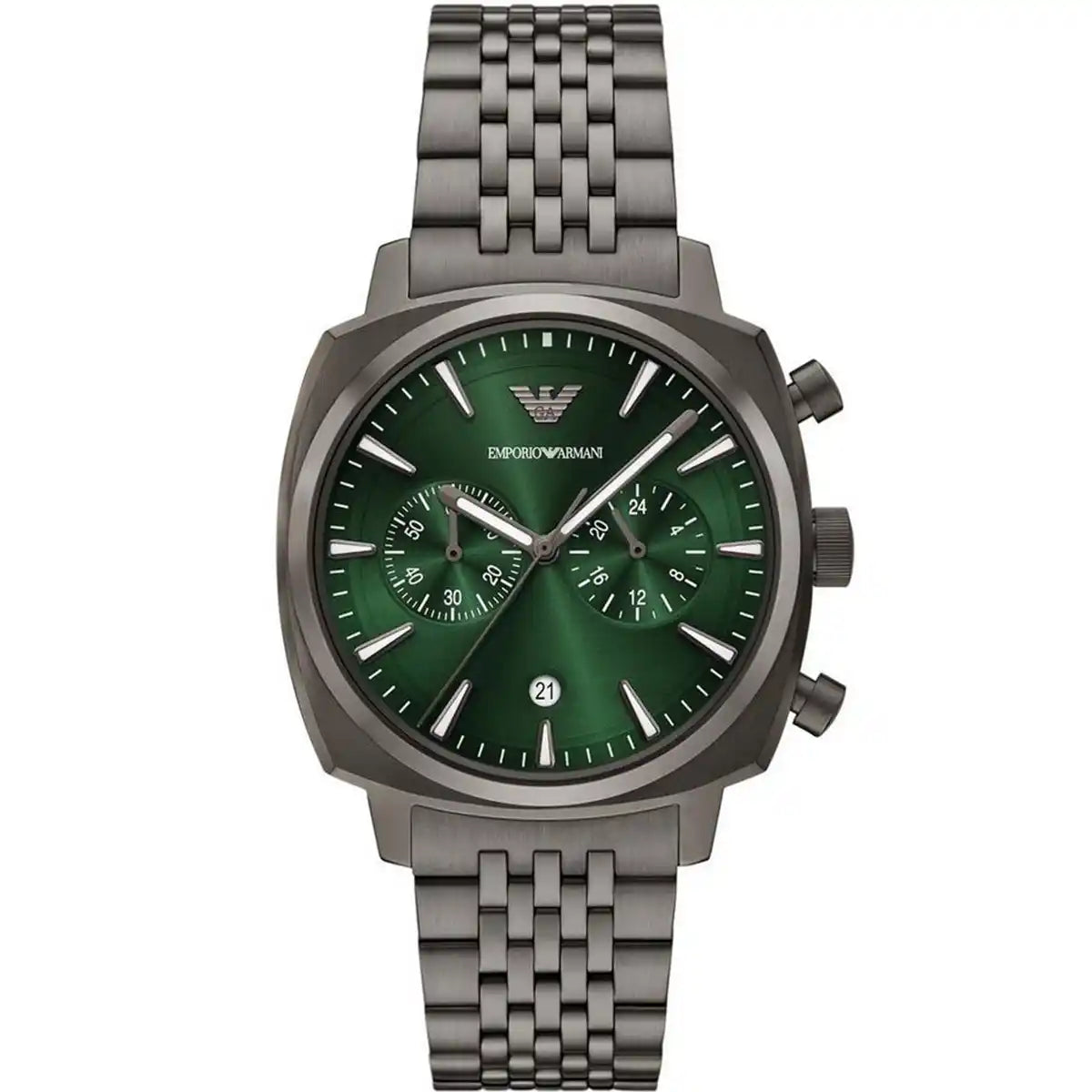 Emporio Armani Carlo AR11689 44mm Men's Chronograph Watch – Gunmetal Sunray & Gunmetal Stainless Steel Bracelet