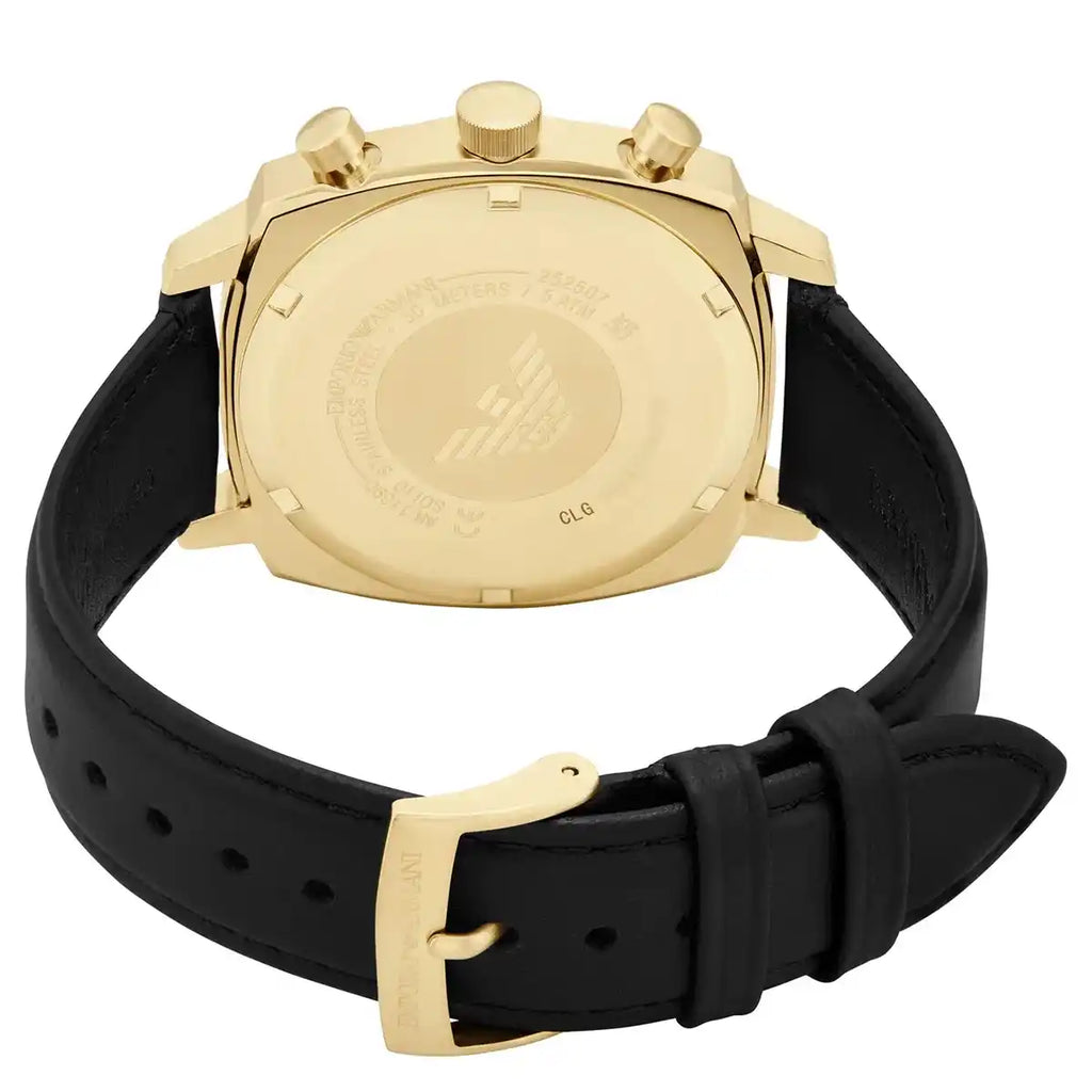 Emporio Armani Carlo AR11690 44mm Men's Chronograph Watch – Black Sunray & Black Genuine Leather Strap