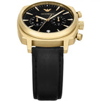 Emporio Armani Carlo AR11690 44mm Men's Chronograph Watch – Black Sunray & Black Genuine Leather Strap