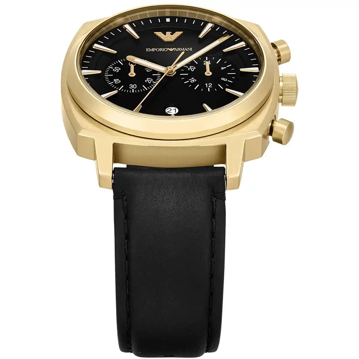 Emporio Armani Carlo AR11690 44mm Men's Chronograph Watch – Black Sunray & Black Genuine Leather Strap