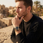 Emporio Armani Carlo AR11690 44mm Men's Chronograph Watch – Black Sunray & Black Genuine Leather Strap