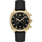 Emporio Armani Carlo AR11690 44mm Men's Chronograph Watch – Black Sunray & Black Genuine Leather Strap