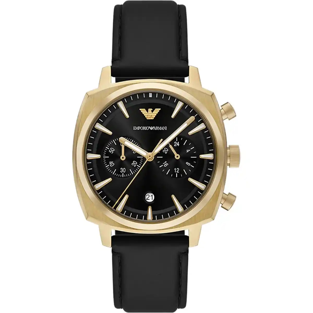 Emporio Armani Carlo AR11690 44mm Men's Chronograph Watch – Black Sunray & Black Genuine Leather Strap