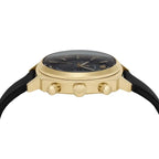 Emporio Armani Carlo AR11690 44mm Men's Chronograph Watch – Black Sunray & Black Genuine Leather Strap