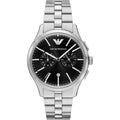 Emporio Armani Dario AR11691 43mm Men's Chronograph Watch – Black Sunray & Silver Stainless Steel Bracelet
