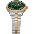 Emporio Armani Dario AR11692 43mm Men's Chronograph Watch – Green Sunray & Silver Stainless Steel Bracelet