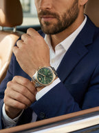 Emporio Armani Dario AR11692 43mm Men's Chronograph Watch – Green Sunray & Silver Stainless Steel Bracelet