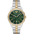 Emporio Armani Dario AR11692 43mm Men's Chronograph Watch – Green Sunray & Silver Stainless Steel Bracelet