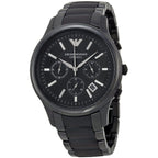 Emporio Armani Ceramica AR1452 43mm Men's Chronograph Watch – Black & Silver-Tone Stainless Steel Bracelet