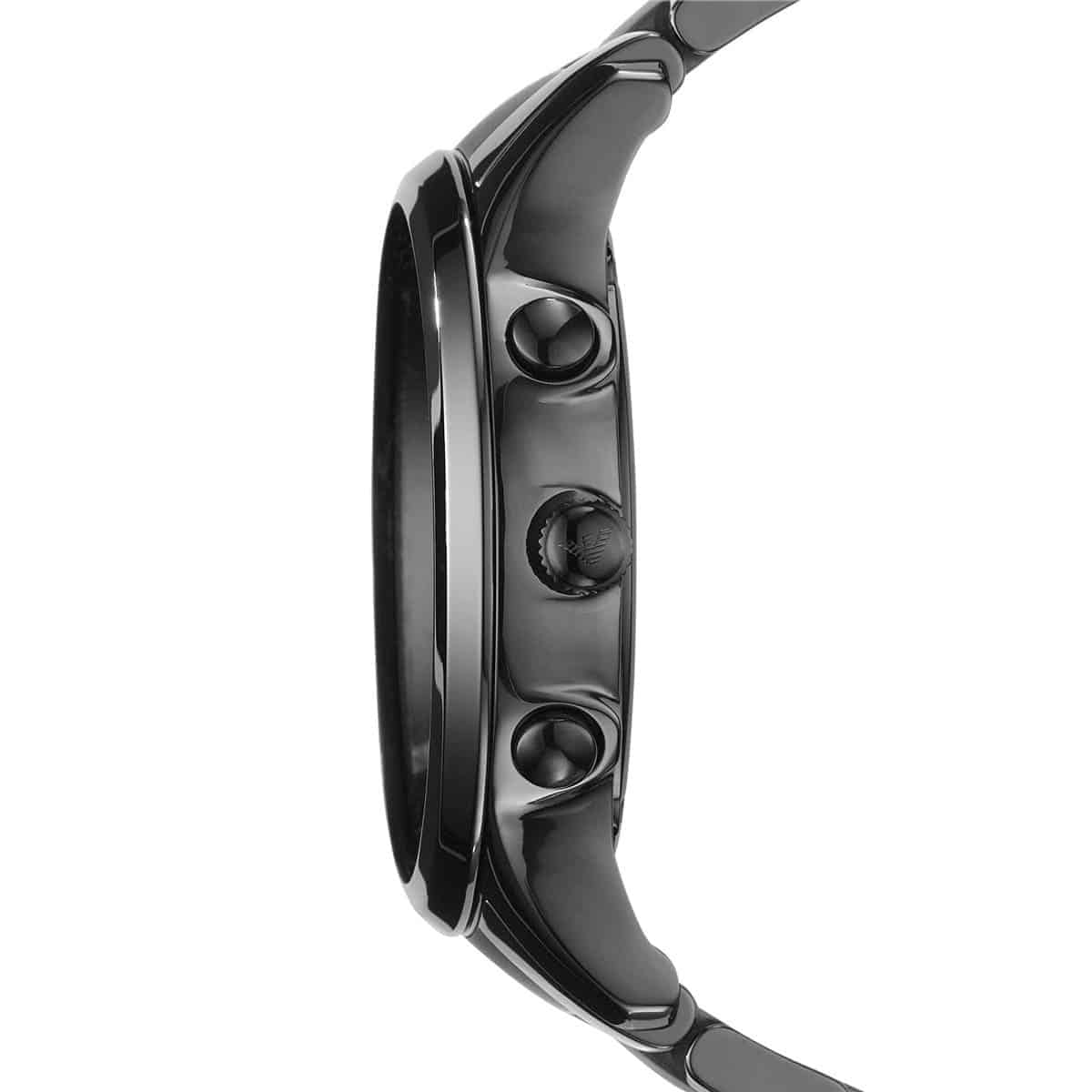 Emporio Armani Ceramica AR1452 43mm Men's Chronograph Watch – Black & Silver-Tone Stainless Steel Bracelet