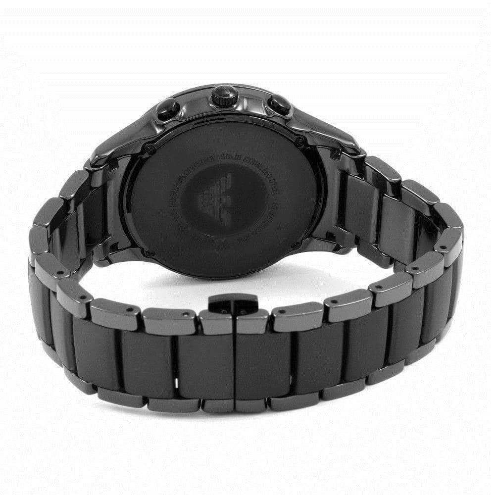 Emporio Armani Ceramica AR1452 43mm Men's Chronograph Watch – Black & Silver-Tone Stainless Steel Bracelet