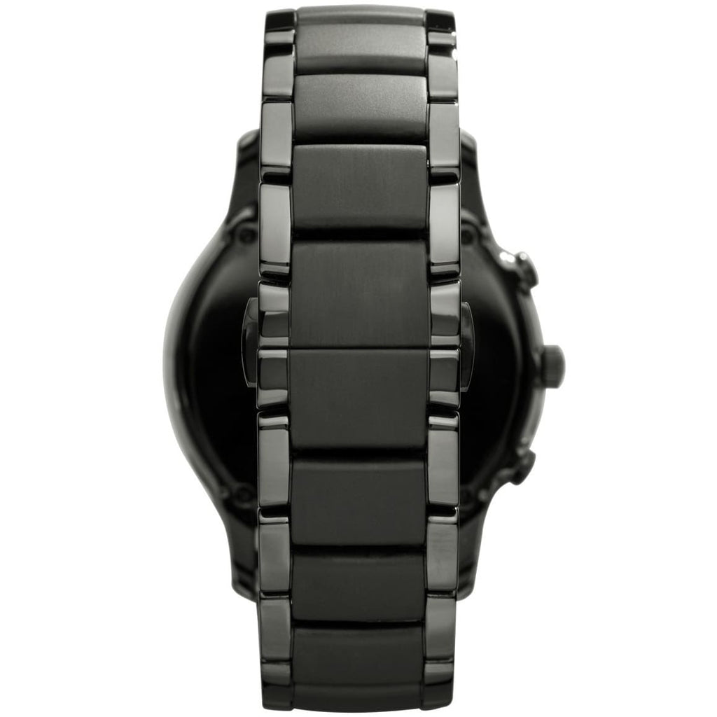 Emporio Armani Ceramica AR1452 43mm Men's Chronograph Watch – Black & Silver-Tone Stainless Steel Bracelet