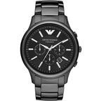 Emporio Armani Ceramica AR1452 43mm Men's Chronograph Watch – Black & Silver-Tone Stainless Steel Bracelet