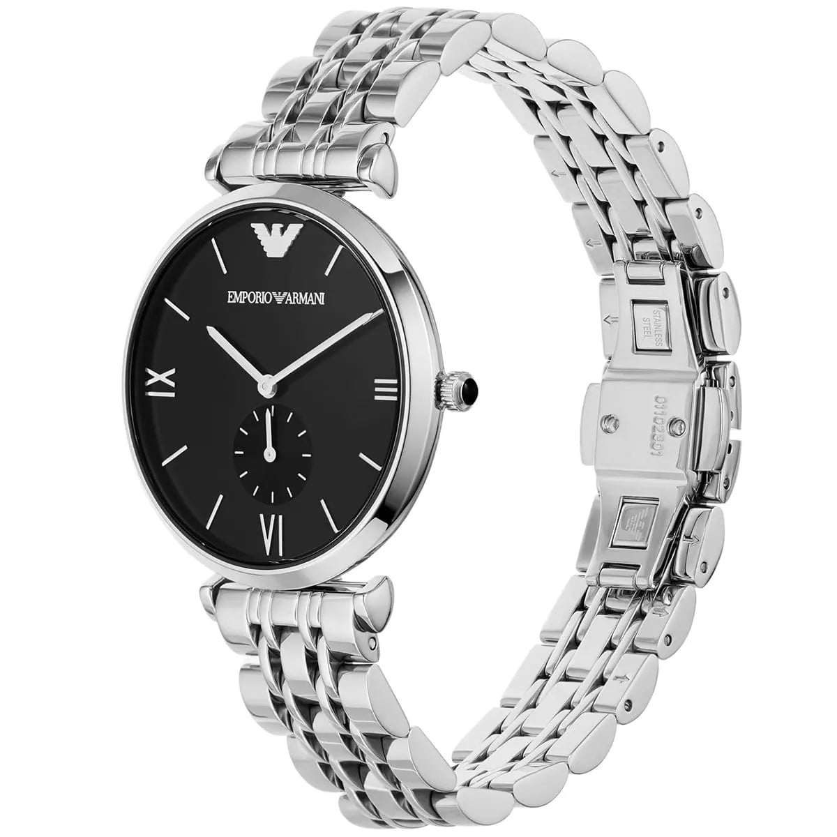 Emporio Armani Gianni AR1676 40mm Men's Quartz Watch – Black & Silver-Tone Stainless Steel Bracelet