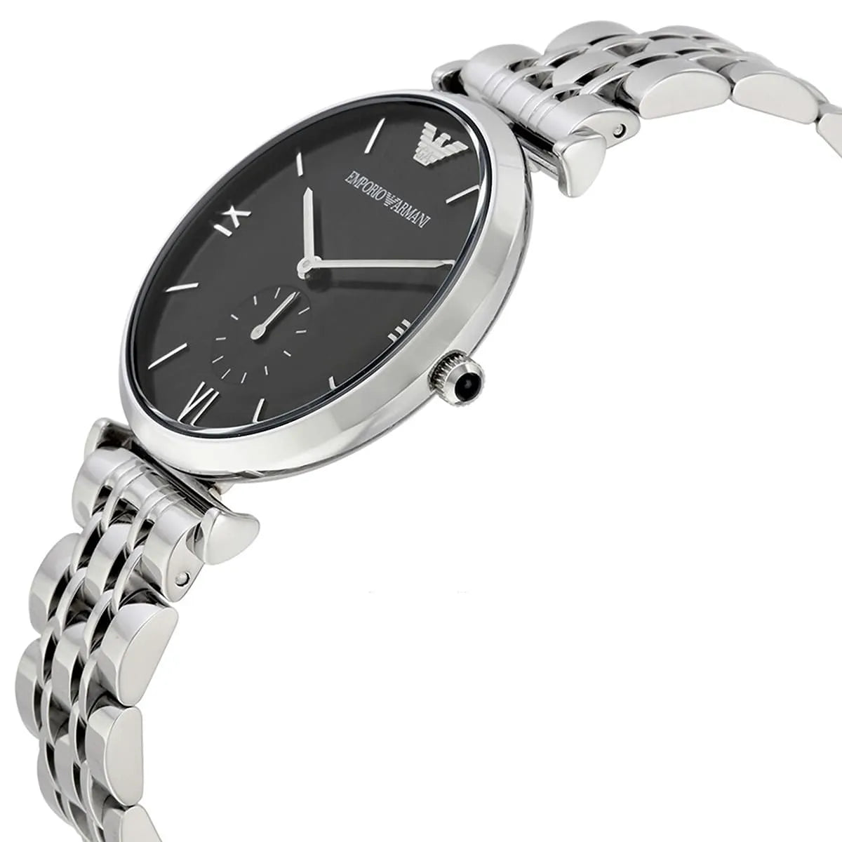Emporio Armani Gianni AR1676 40mm Men's Quartz Watch – Black & Silver-Tone Stainless Steel Bracelet