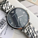 Emporio Armani Gianni AR1676 40mm Men's Quartz Watch – Black & Silver-Tone Stainless Steel Bracelet
