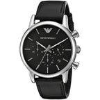 Emporio Armani Luigi AR1733 Men's Chronograph Watch – Black & Black Genuine Leather Strap