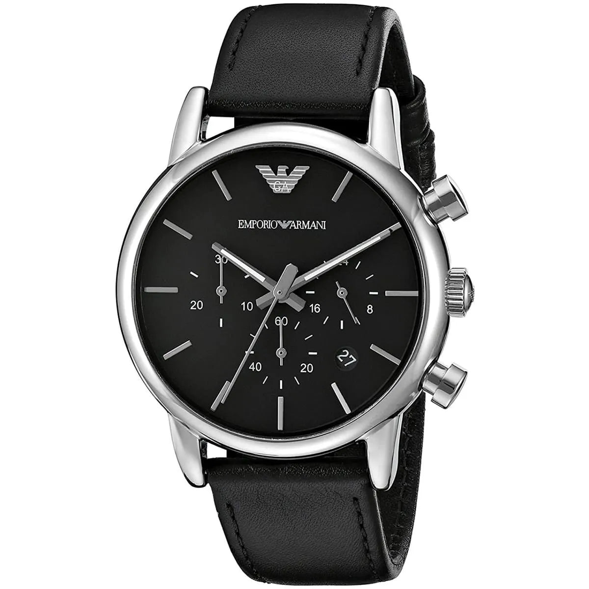 Emporio Armani Luigi AR1733 Men's Chronograph Watch – Black & Black Genuine Leather Strap