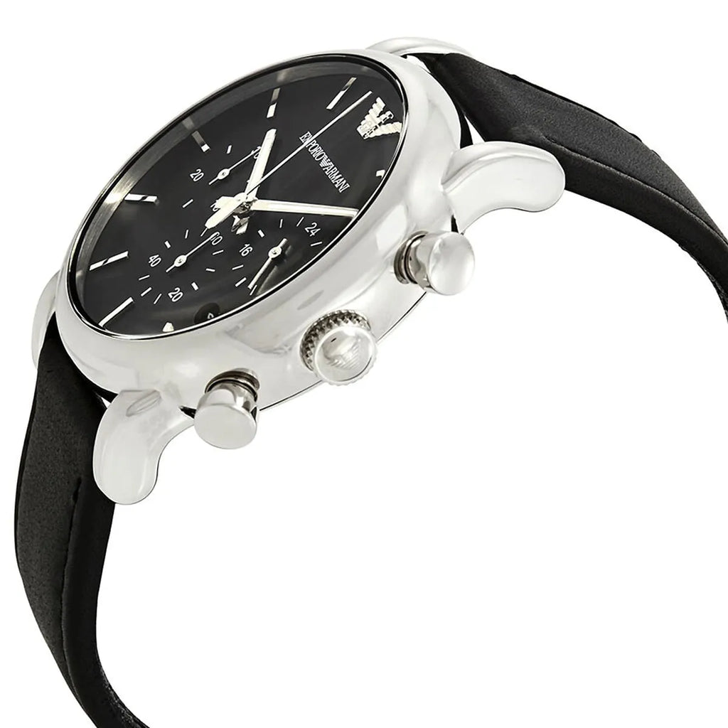 Emporio Armani Luigi AR1733 Men's Chronograph Watch – Black & Black Genuine Leather Strap