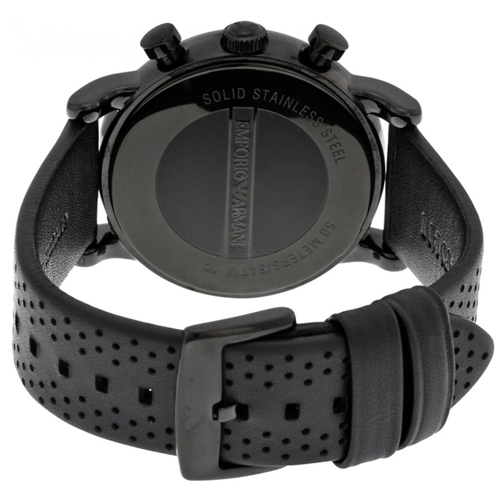 Emporio Armani Luigi AR1737 Men's Chronograph Watch – Black & Black Genuine Leather Strap