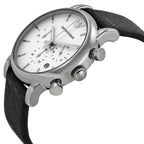 Emporio Armani Luigi AR1810 41mm Men's Chronograph Watch – White Textured & Black Genuine Leather Strap