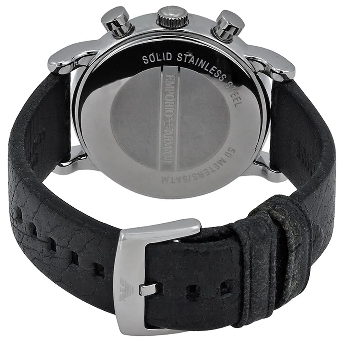 Emporio Armani Luigi AR1810 41mm Men's Chronograph Watch – White Textured & Black Genuine Leather Strap
