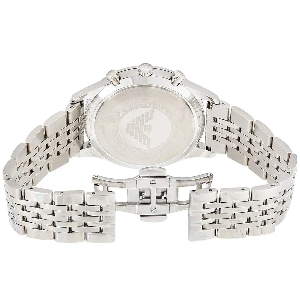 Emporio Armani Beta AR1863 43mm Men's Chronograph Watch – Black & Silver-Tone Stainless Steel Bracelet