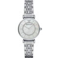 Emporio Armani Gianni T-Bar AR1908 32mm Women's Quartz Watch – White & Silver-Tone Stainless Steel Bracelet