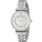 Emporio Armani Gianni T-Bar AR1908 32mm Women's Quartz Watch – White & Silver-Tone Stainless Steel Bracelet