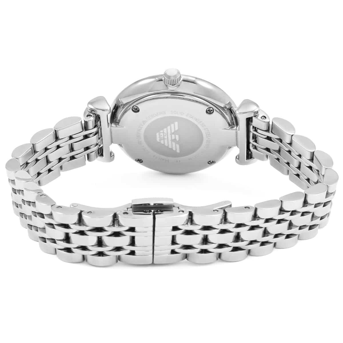 Emporio Armani Gianni T-Bar AR1908 32mm Women's Quartz Watch – White & Silver-Tone Stainless Steel Bracelet