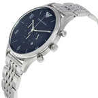 Emporio Armani Beta AR1942 43mm Men's Chronograph Watch – Navy Blue Sunray & Silver-Tone Stainless Steel Bracelet