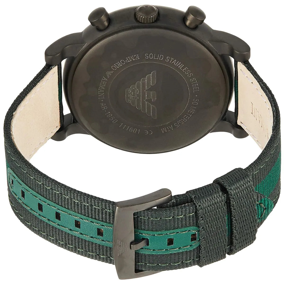 Emporio Armani Luigi AR1950 46mm Men's Chronograph Watch – Green & Green Genuine Leather Strap