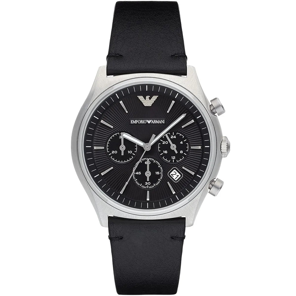 Emporio Armani Signature AR1975 43mm Men's Chronograph Watch – Brown Sunray & Brown Genuine Leather Strap