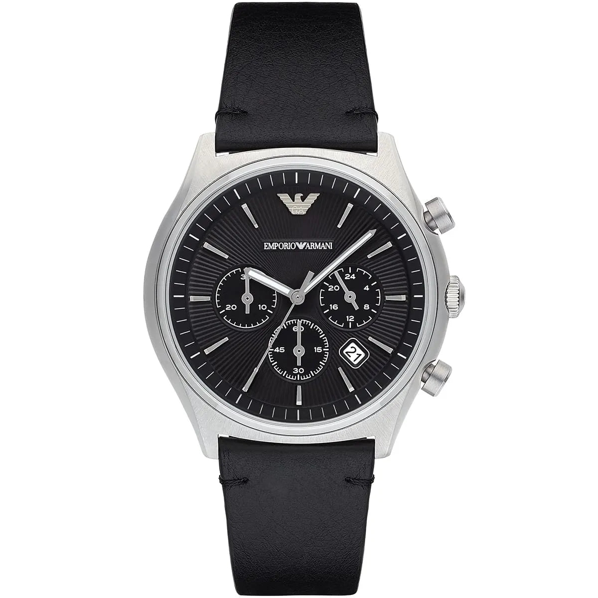 Emporio Armani Signature AR1975 43mm Men's Chronograph Watch – Brown Sunray & Brown Genuine Leather Strap