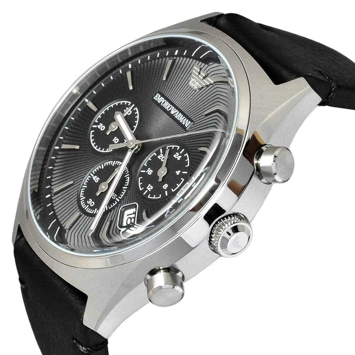 Emporio Armani Signature AR1975 43mm Men's Chronograph Watch – Brown Sunray & Brown Genuine Leather Strap