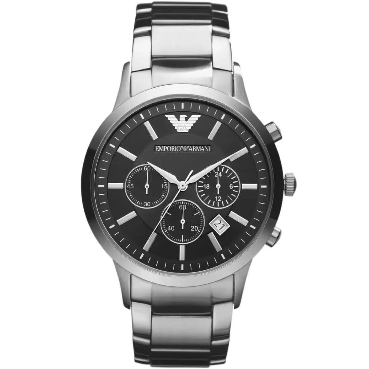 Emporio Armani Renato AR2434 43mm Men's Chronograph Watch – Black & Black Stainless Steel Bracelet
