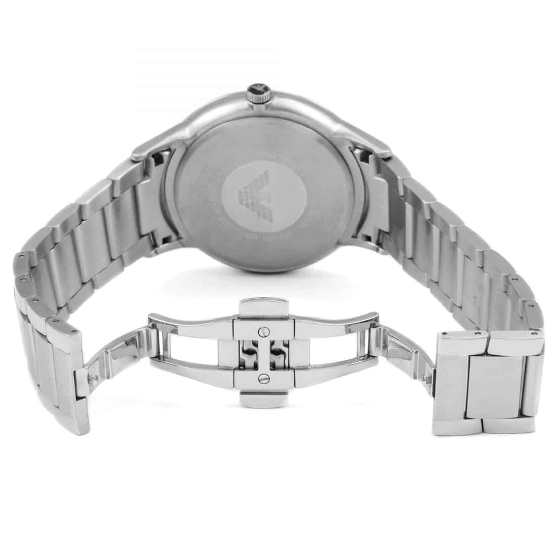 Emporio Armani Renato AR2457 43mm Men's Quartz Watch – Black Sunray & Silver Stainless Steel Bracelet