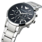 Emporio Armani Renato AR2460 46mm Men's Chronograph Watch – Black & Silver Stainless Steel Bracelet